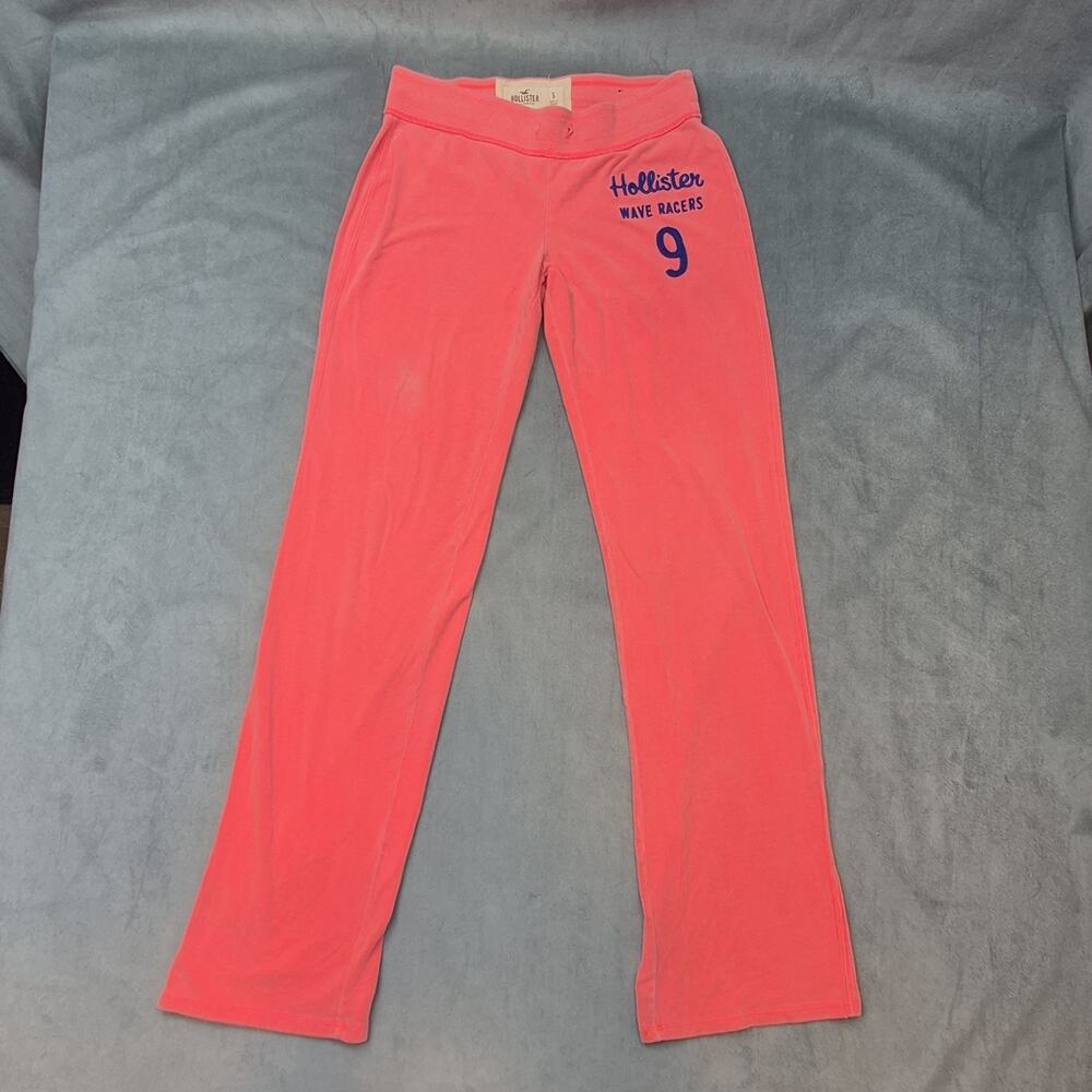 Hollister Y2K Neon Coral Embroidered Logo Cotton Wave Racer Sweatpants Small